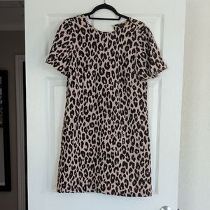 Ann Taylor Leopard Print Mini Dress - Beige and Black